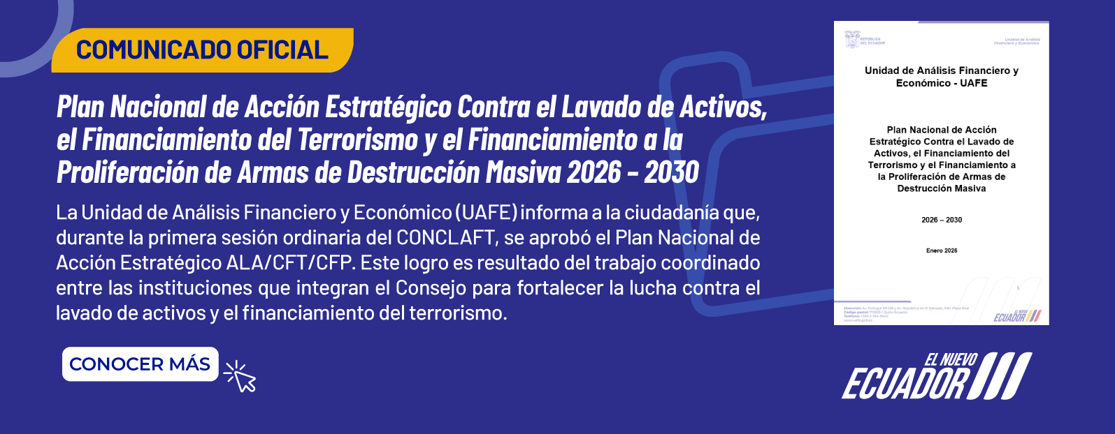Boletín / Plan Nacional de Acción Estratégico ALA/CFT/CFP (2026-2030)