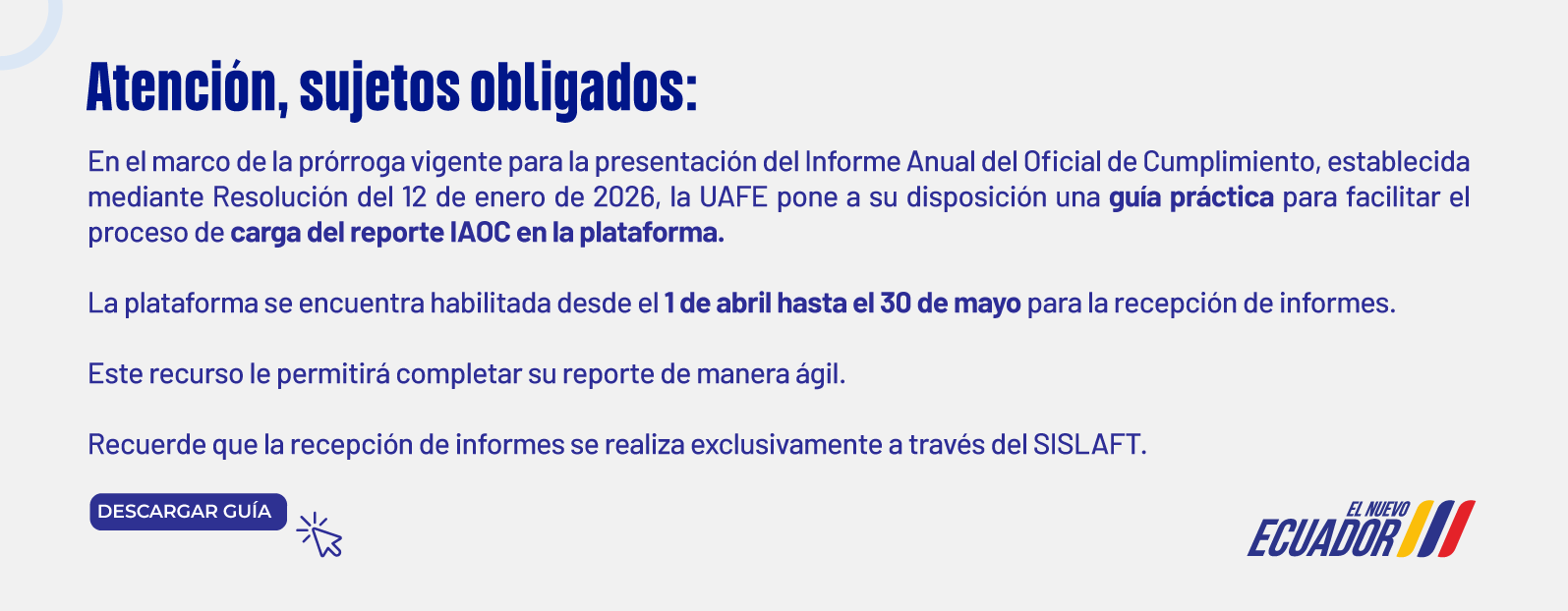 G&iacutea pr&aacutectica para facilitar el proceso de carga del reporte IAOC en la plataforma.